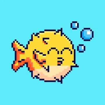 Pixel art puffer fish design Stock Illustration