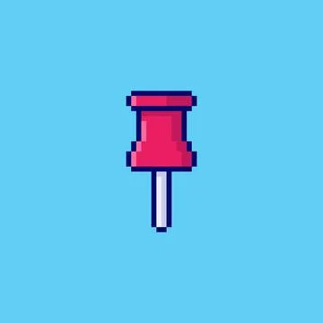 Pixel art Push Pin game asset design Stock Illustration