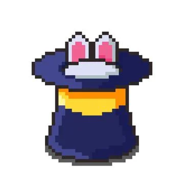 Pixel art Rabbit in Hat game asset design Stock Illustration