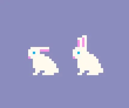 Pixel art rabbit icons. Stock Illustration