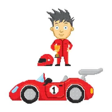 Pixel art racer Stock Illustration