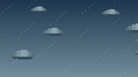 Pixel art rain animation with clouds loop Stock Footage 346926464
