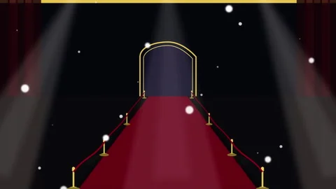 Pixel art red carpet loop with spotlight and falling dust animation Stock Footage 346545397