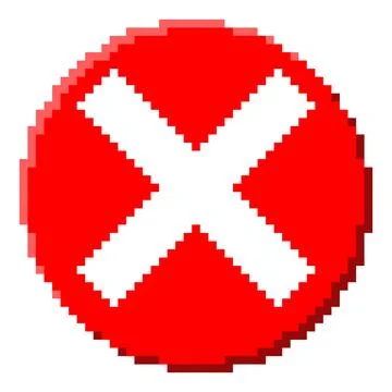 Pixel art red cross mark icon. X symbol in round shape. Vector illustration. イラスト素材