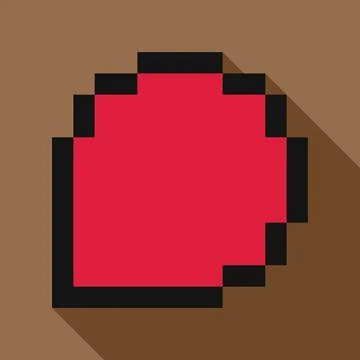 Pixel art representing a red rounded shape with black border Illustrazione stock