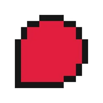 Pixel art representing a red rounded shape with black border イラスト素材