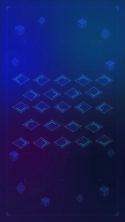 Pixel art retro arcade game pattern loop animation with glowing blue elements Stock Footage 346739802