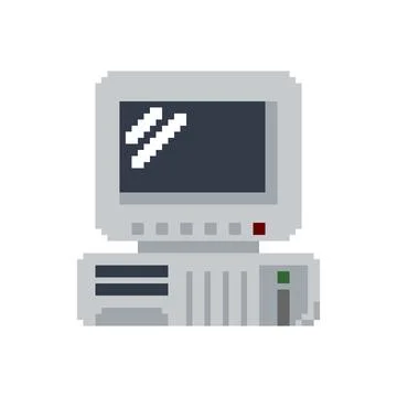 Pixel art retro computer Stock Illustration