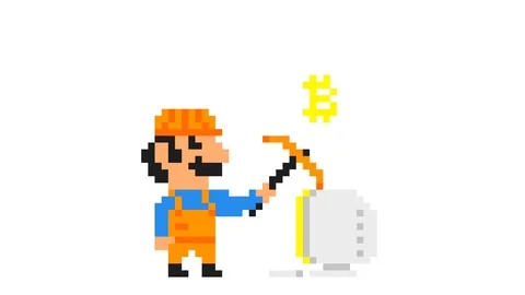 Pixel Art Retro Game Bitcoin Mining Character Loop Animation. Blockchain 스톡 동영상 83769564