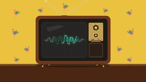 Pixel art retro television animation with audio equalizer and wallpaper Stock Footage 346550908