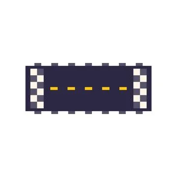 Pixel art road with marking lines leading to finish line Stock Illustration