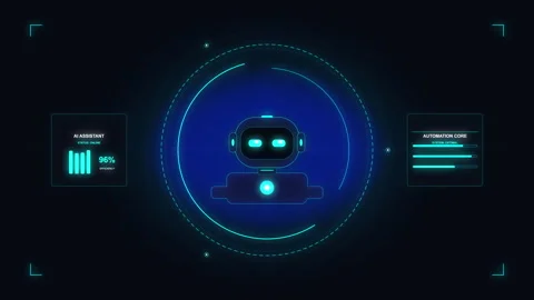 Pixel art robot animation, artificial intelligence interface, cyber technol.. Stock Footage 348343456