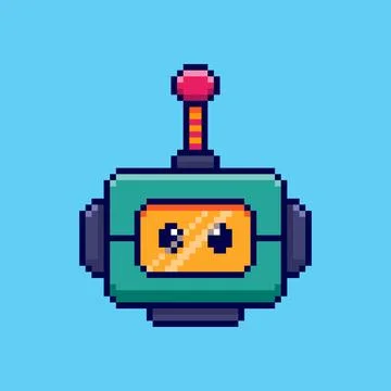 Pixel art Robot Face game asset design Stock Illustration