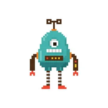 Pixel art robot Stockillustratie