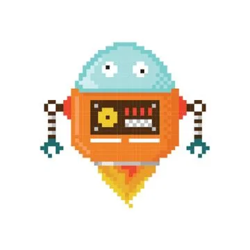 Pixel art robot Stockillustratie