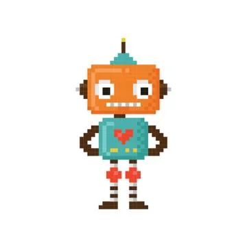 Pixel art robot Stockillustratie