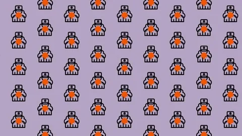 Pixel Art Robot Pattern - Seamless Retro Tech Background. Stock Footage 325381457