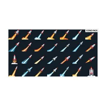 Pixel art rocket launch and ascent icons - progress and startup graphics Stock Illustration