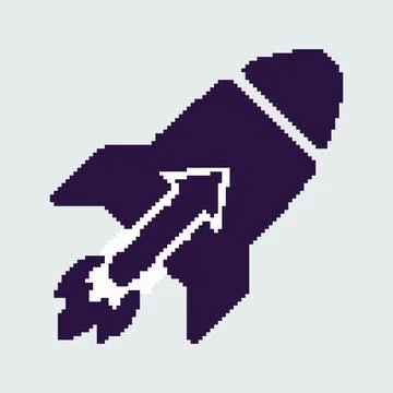 Pixel Art Rocket Launch with Upward Arrow Animation Stock Illustration