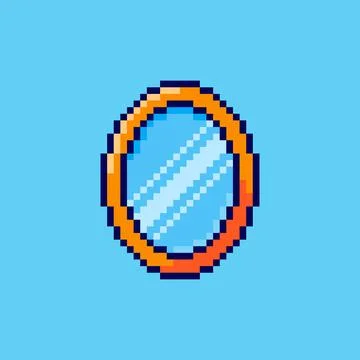 Pixel art Round Mirror game asset design Stock Illustration