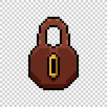 Pixel art rusty padlock graphic isolated Stock Illustration