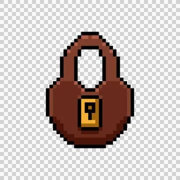 Pixel art rusty padlock graphic illustration Stock Illustration