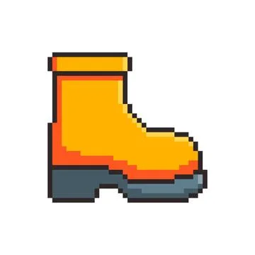 Pixel art Safety Boot game asset design Stock Illustration