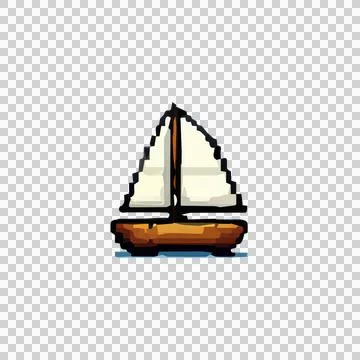 Pixel Art Sailboat Design Vector Stock Illustration