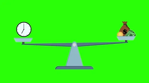 Pixel Art Scale Time Versus Money on Green Background Stock Footage 310280266
