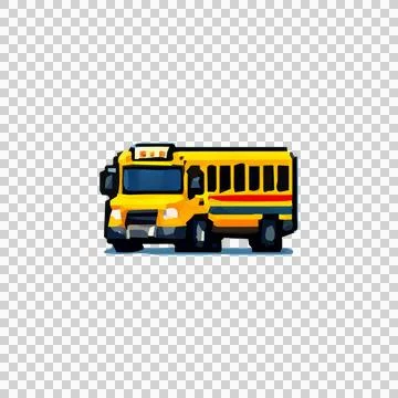 Pixel Art School Bus Design Vector Stock Illustration