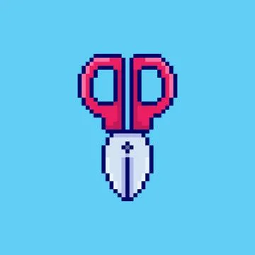 Pixel art Scissors game asset design Stock Illustration