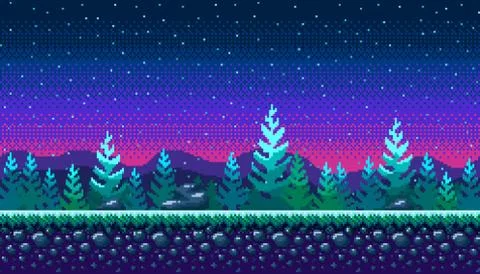 Pixel art seamless background. Stock-Illustration