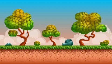 Pixel art seamless background. Stock Illustration