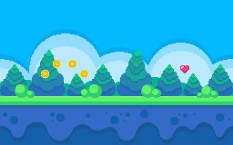 Pixel art seamless background. Stock Illustration