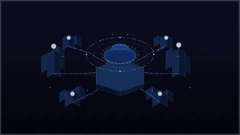 Pixel art server network with data transfer and cloud storage Stock Footage 347209619