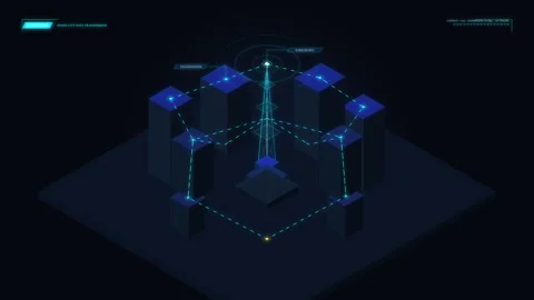Pixel art server room with data transfer and network connections Stock Footage 347210807