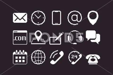 Pixel art set of contact us icons ~ Clip Art #272159075