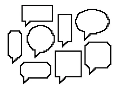 Pixel art, set of speech bubbles Illustrazione stock