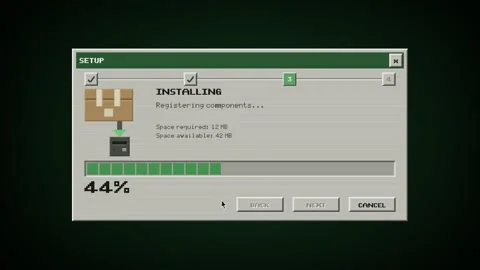 Pixel Art Setup Wizard Animation Retro Installation Screen Disk Space Check Stock Footage 342594318