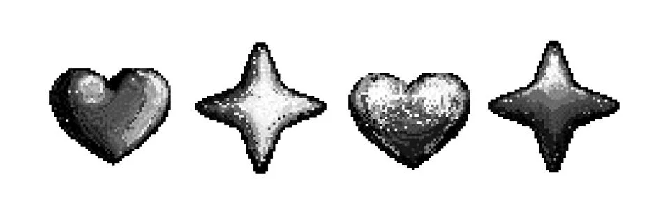 Pixel art shapes set Stock Illustration
