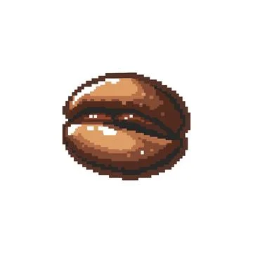 Pixel art single coffee bean. Vector illustration design. Stock Illustration