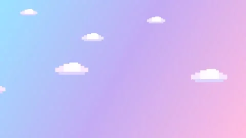 Pixel art sky animation with floating clouds loop Stock Footage 346926432