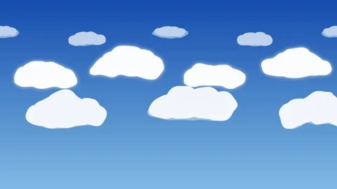 Pixel art sky animation loop featuring moving clouds and blue background Stock Footage 347949481