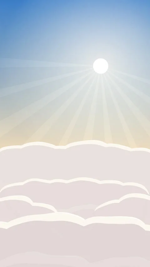 Pixel art sky animation loop with sun rays and clouds Stock Footage 347949571