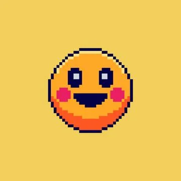 Pixel art Smiley Face game asset design Stock Illustration
