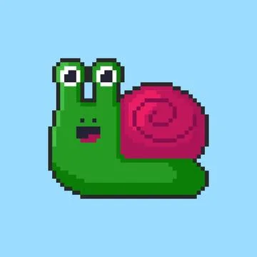 Pixel art Snail Character game asset design Stockillustratie