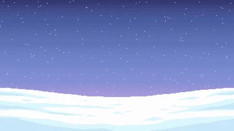 Pixel Art Snowfall Seamless Loop. Blue Background Winter Scene. Stock Footage 323588474