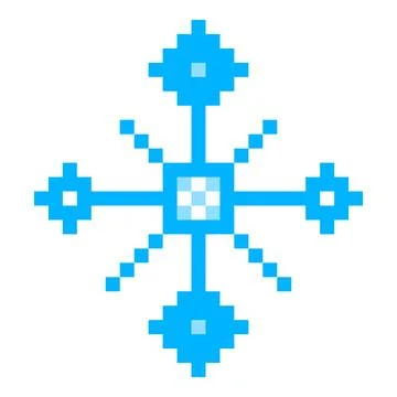 Pixel art snowflake. 8 bit sparkle. Winter. Vector illustration isolated Stock Illustration
