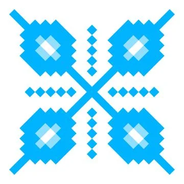 Pixel art snowflake. 8 bit sparkle. Winter. Vector illustration isolated Stock Illustration
