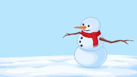 Pixel Art Snowman with Space for Text Stock Illustration